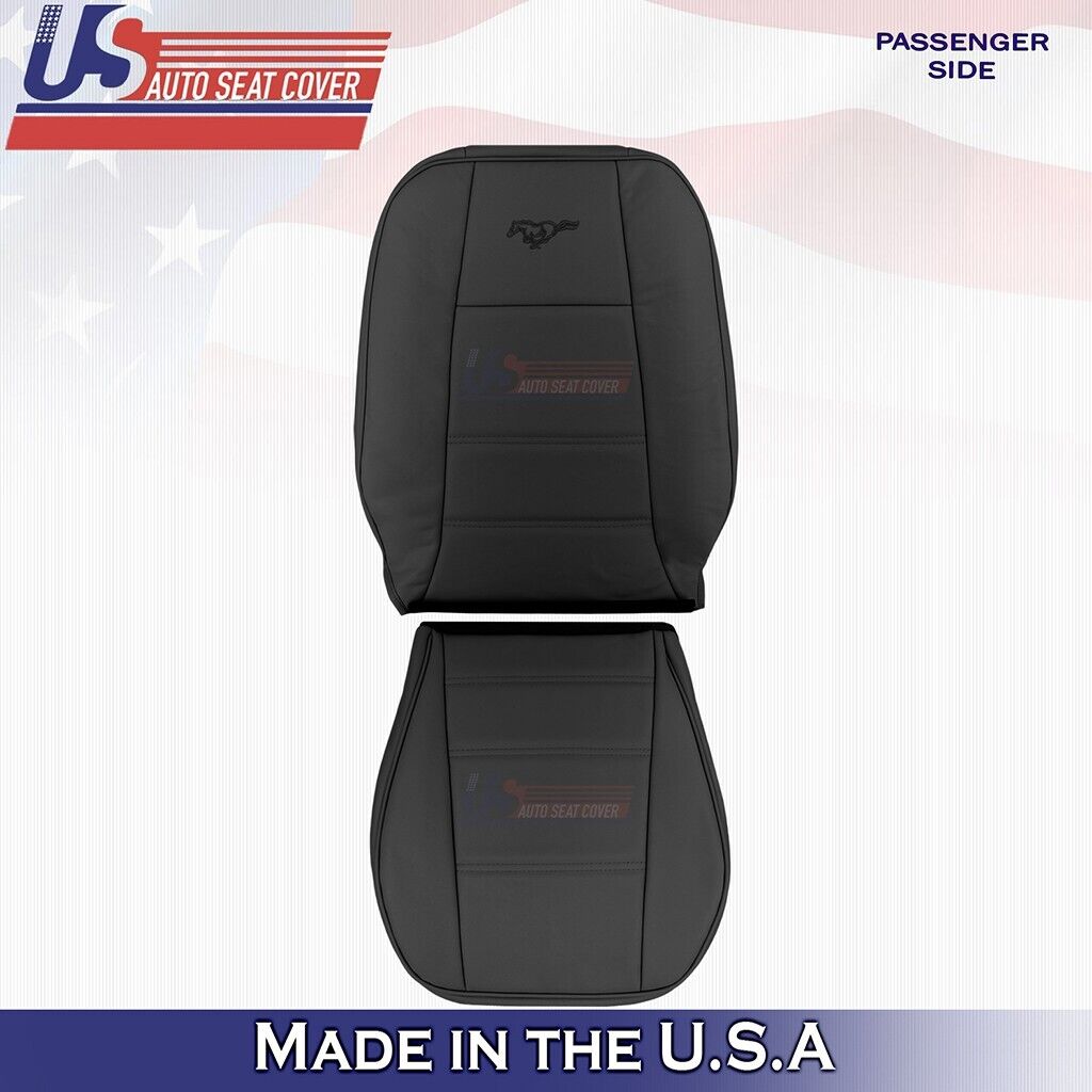 1999 to 2004 For Ford Mustang V6 Passenger Bottom & Top Leather Covers Charcoal