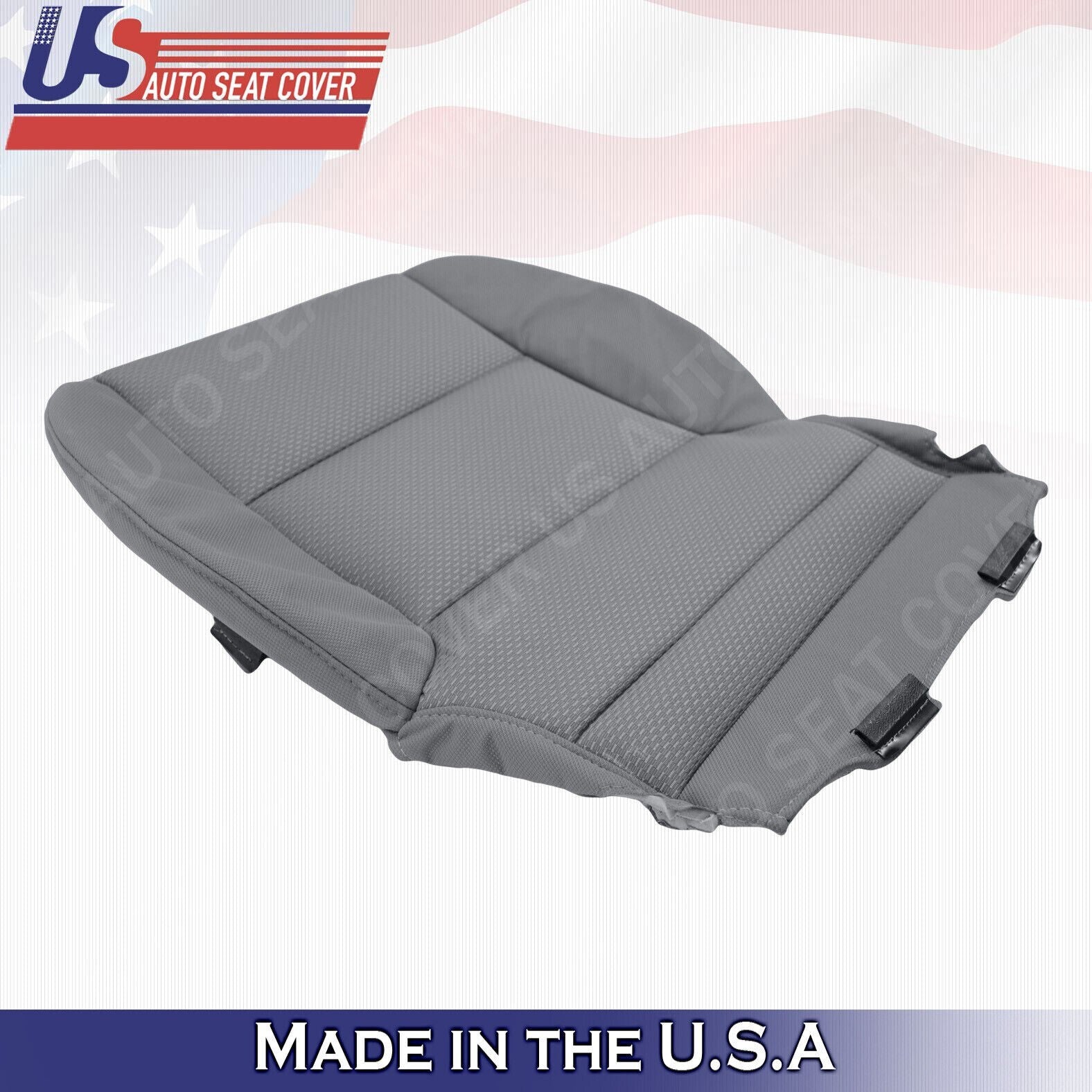2014 to 2018 For Chevy Silverado 1500 Driver Top & Bottom Cloth Seat Covers Gray