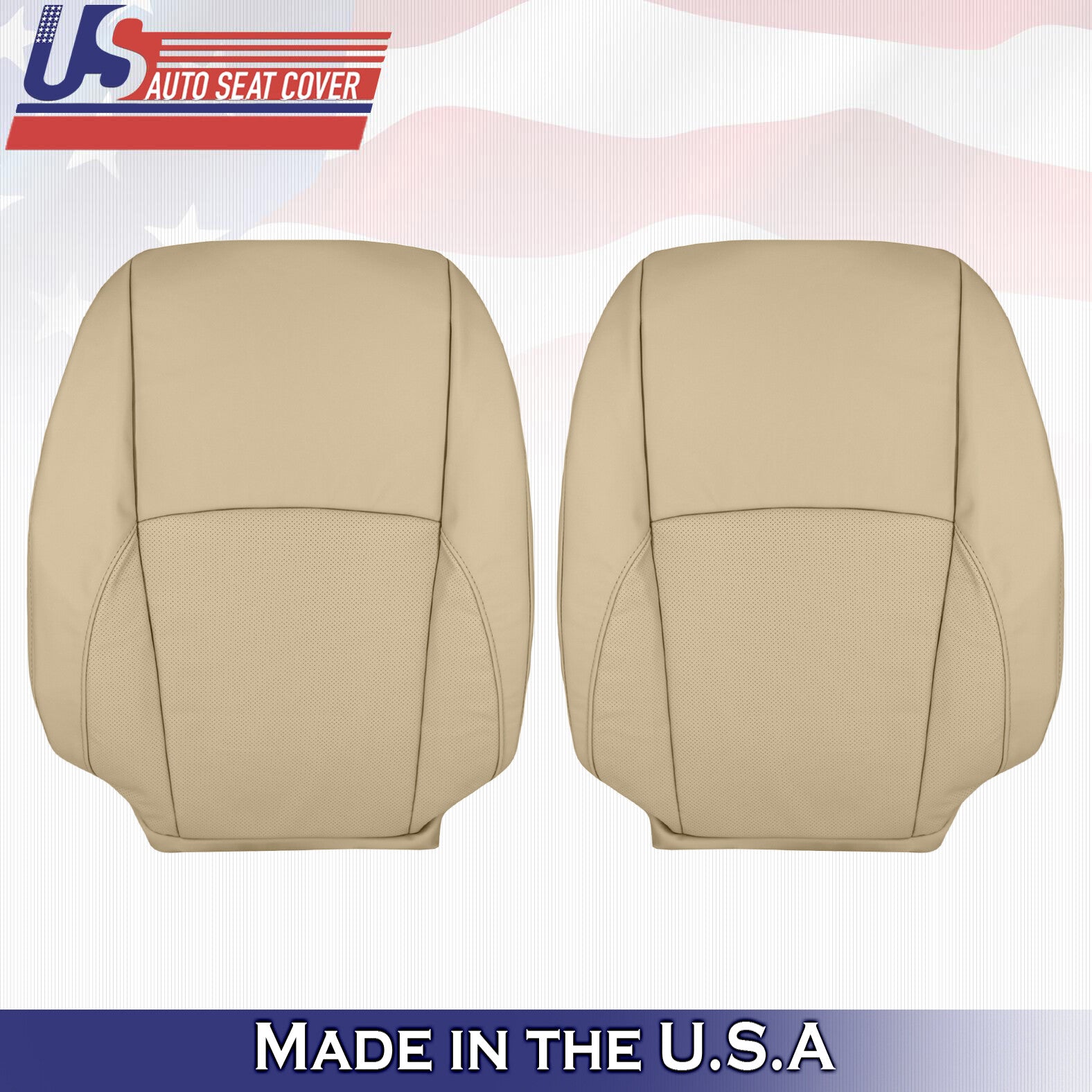 Fits 2007 to 2009 Lexus ES350 Driver & Passenger 2x Top Leather Seat Covers Tan