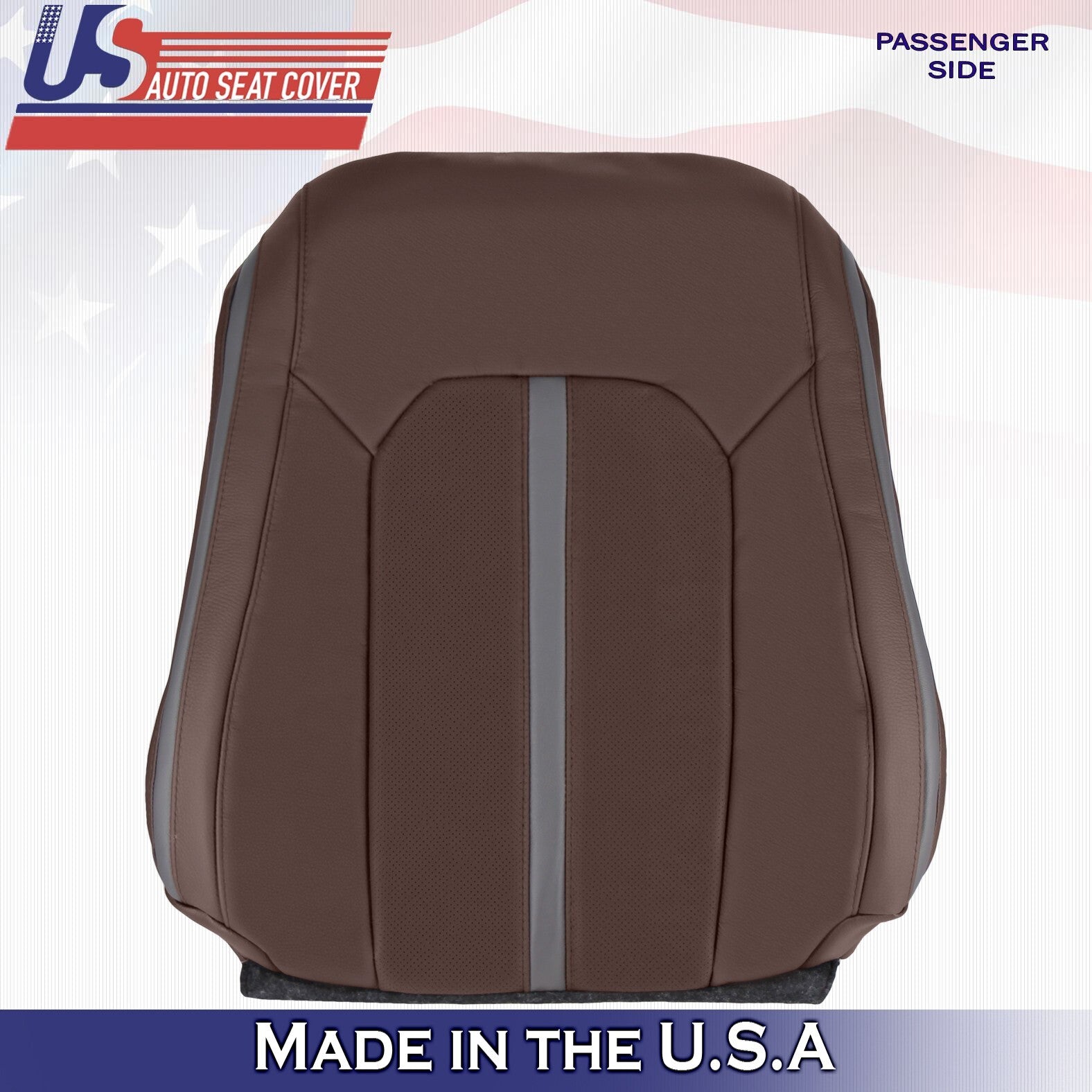 2015 to 2020 Fits Ford F150 Platinum Passenger Top Perf Leather Seat Cover Brown