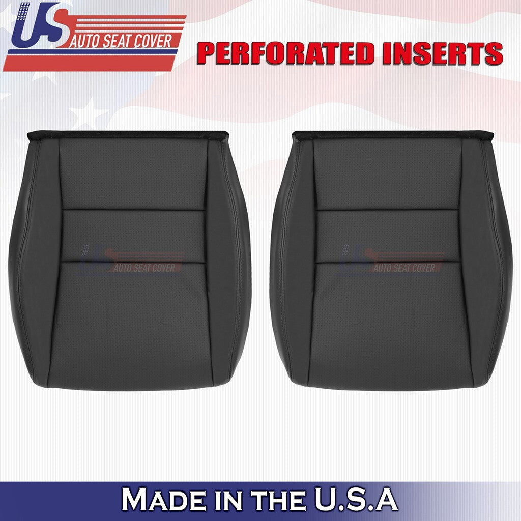 2004 -2008 For Acura TSX Driver & Passenger Bottom Perf Leather Covers BLK