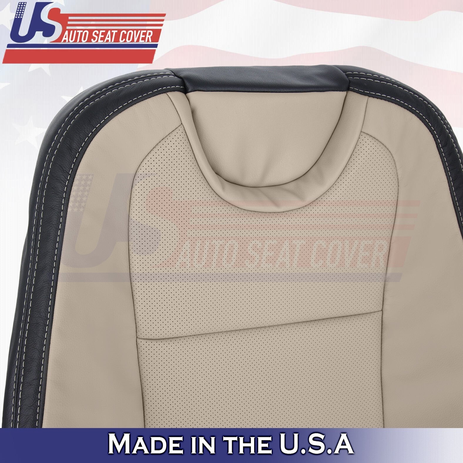 2010-2015 For Chevy Camaro Driver & Passenger Top Leather Cover 2-tone Tan/Black