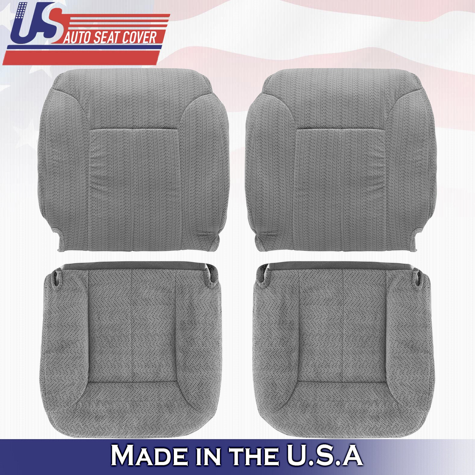 1995 to 1999 For Chevy Silverado 2x Tops & 2x Bottoms Cloth Seat Cover Gray