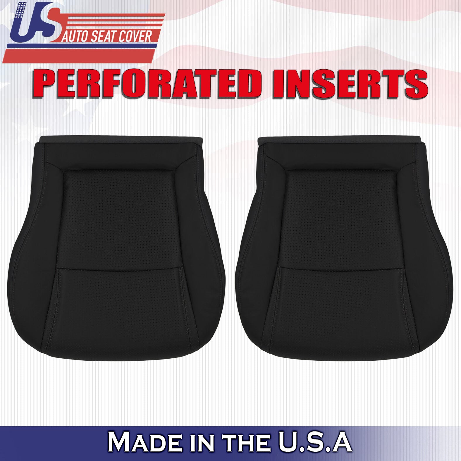 2005 For Honda Pilot Driver & Passenger 2x Bottom Perforated Leather Covers BLK