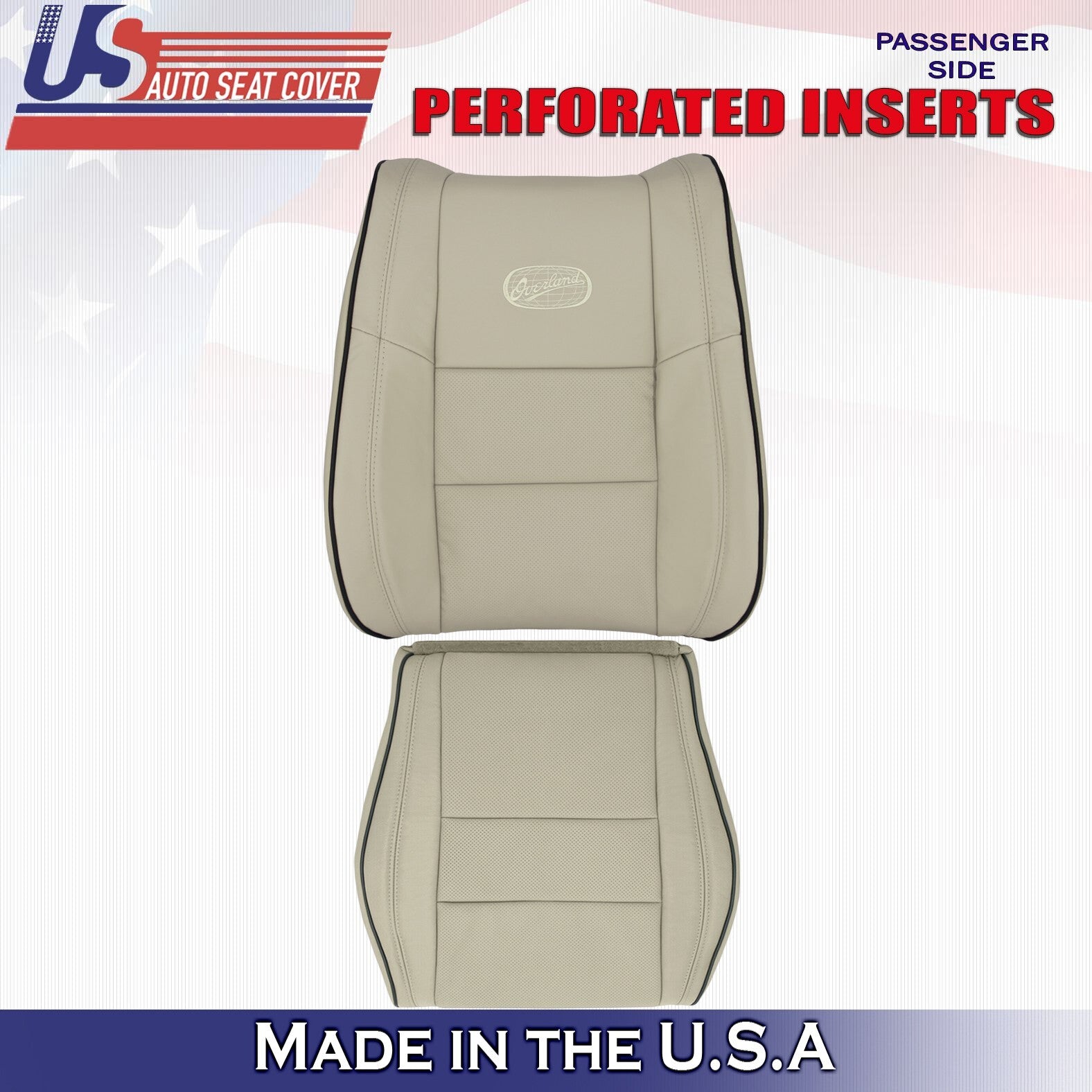 2011 For Jeep Grand Cherokee OVERLAND Passenger Top & Bottom Leather Covers Tan
