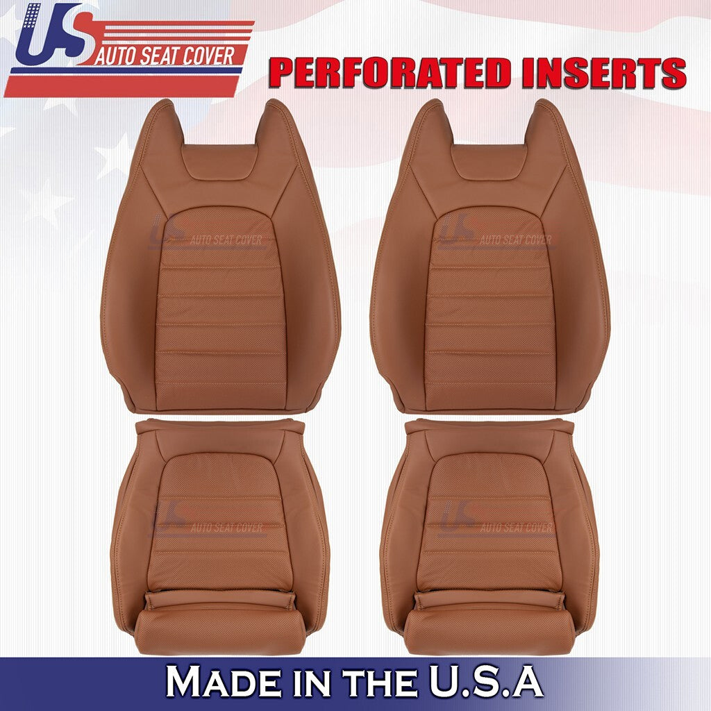 2015 to 2021 Fits Mercedes Benz C250 Front Set Bottoms &Tops Vinyl Cover Brown