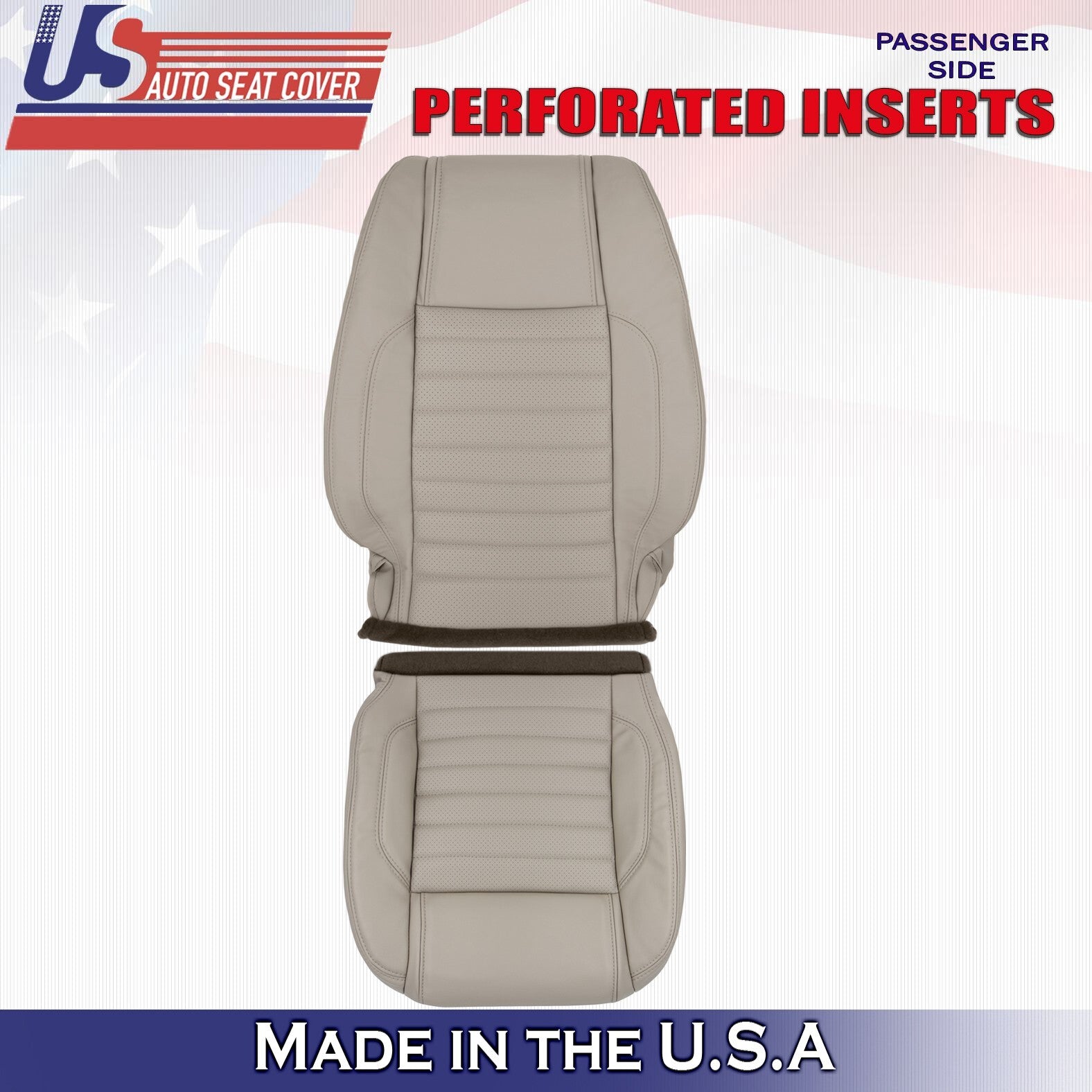 2010 to 2014 Fits Ford Mustang GT Passenger Top&Bottom Synth Leather Cover Stone