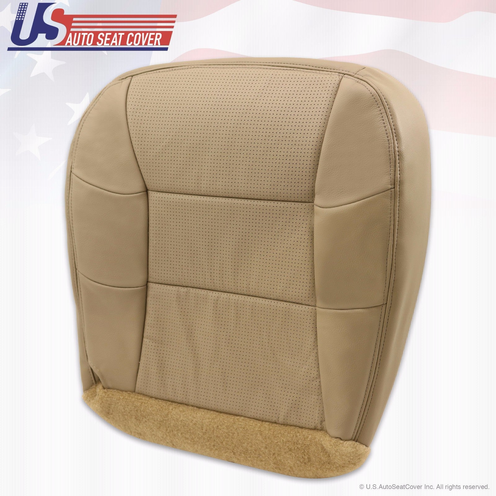 2001 Lincoln Navigator Driver-Passenger Bottom Perforated Leather Seat Cover Tan
