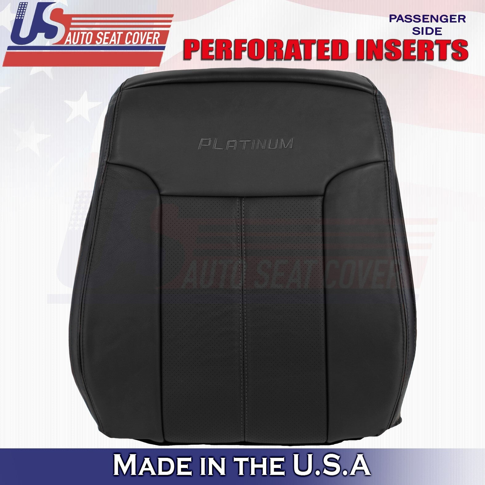 2013 to 2016 For Ford F450 F550 Platinum Passenger Top Leather Seat Cover Black