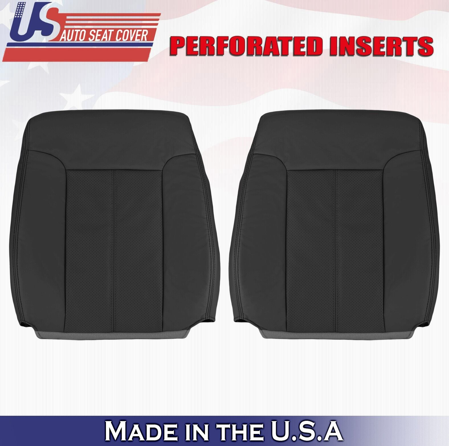 2013 2014 For Ford F450 F550 Lariat Driver Passenger Top Leather Seat Covers BLK