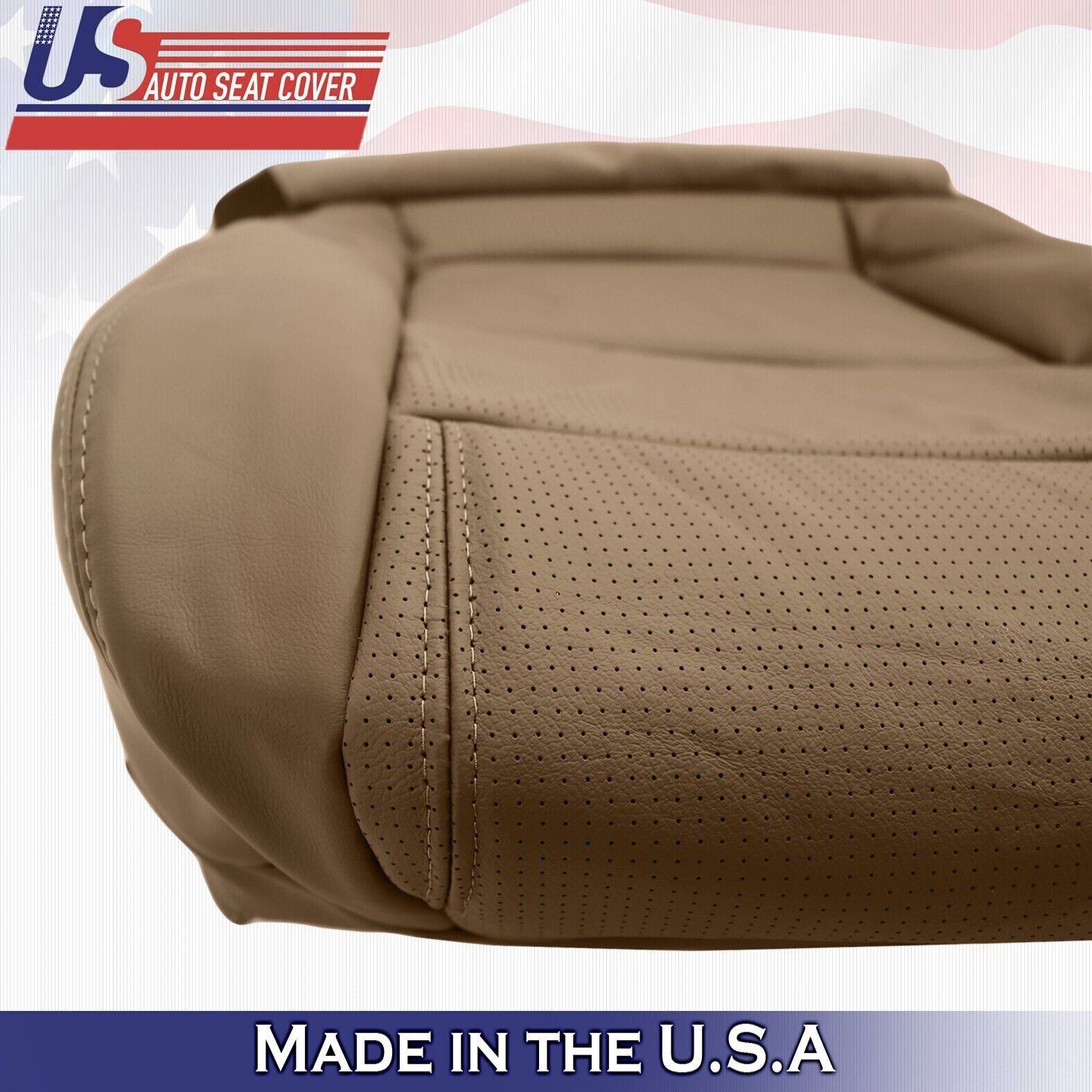 2003 2004 For Acura MDX Passenger Top Bottom Perforated Leather Seat Covers Tan