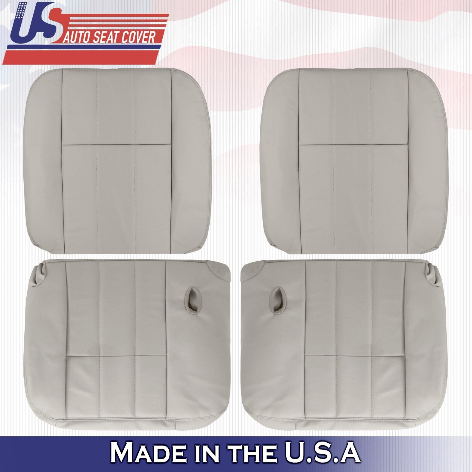 2003 to 2011 For Mercury Grand Marquis 2 Top & 2 Bottom Leather Seat Covers Gray