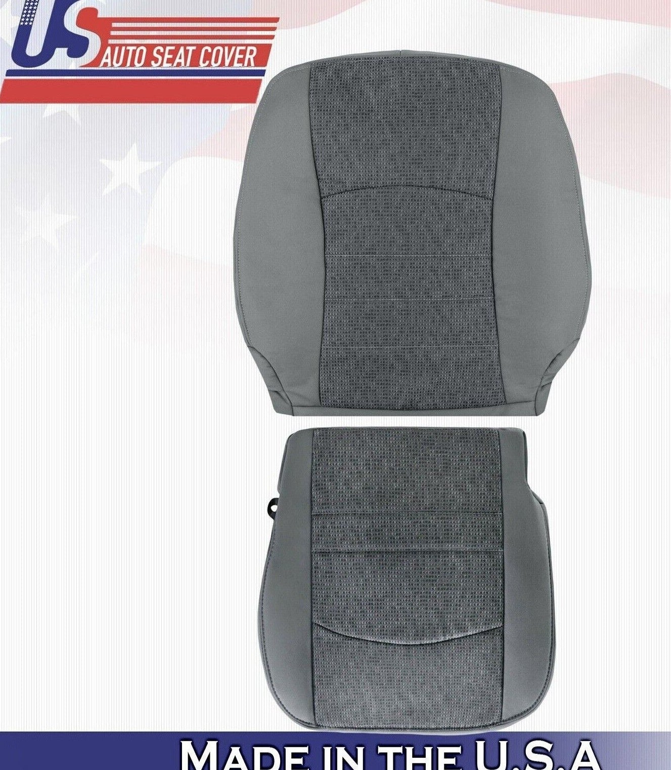 2017 For Dodge Ram 1500 2500 3500 SLT Driver Top & Bottom Cloth Seat Covers Gray
