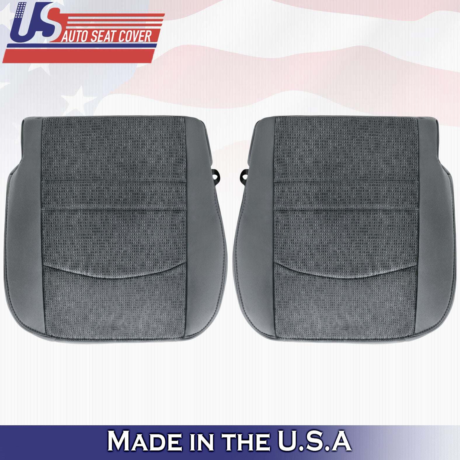 2015 2016 For Dodge Ram 1500 SLT Driver Passenger Bottom Cloth Seat Covers Gray
