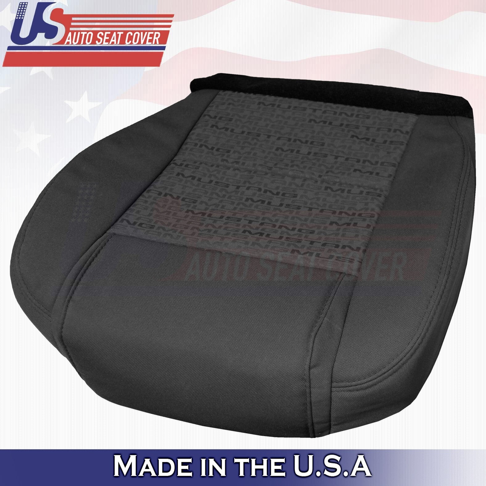 2005 2006 2007 For Ford Mustang Driver & Passenger Bottom Cloth Seat Covers BLK