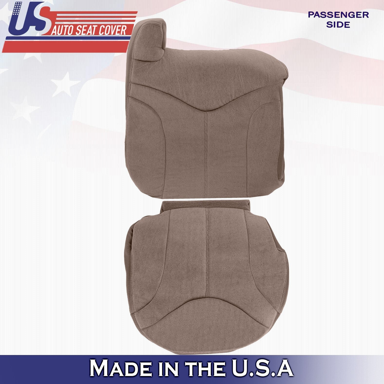 2000-2002 Fits GMC Yukon Passenger Side Bottom & Top Cloth Cover Med Oak Tan
