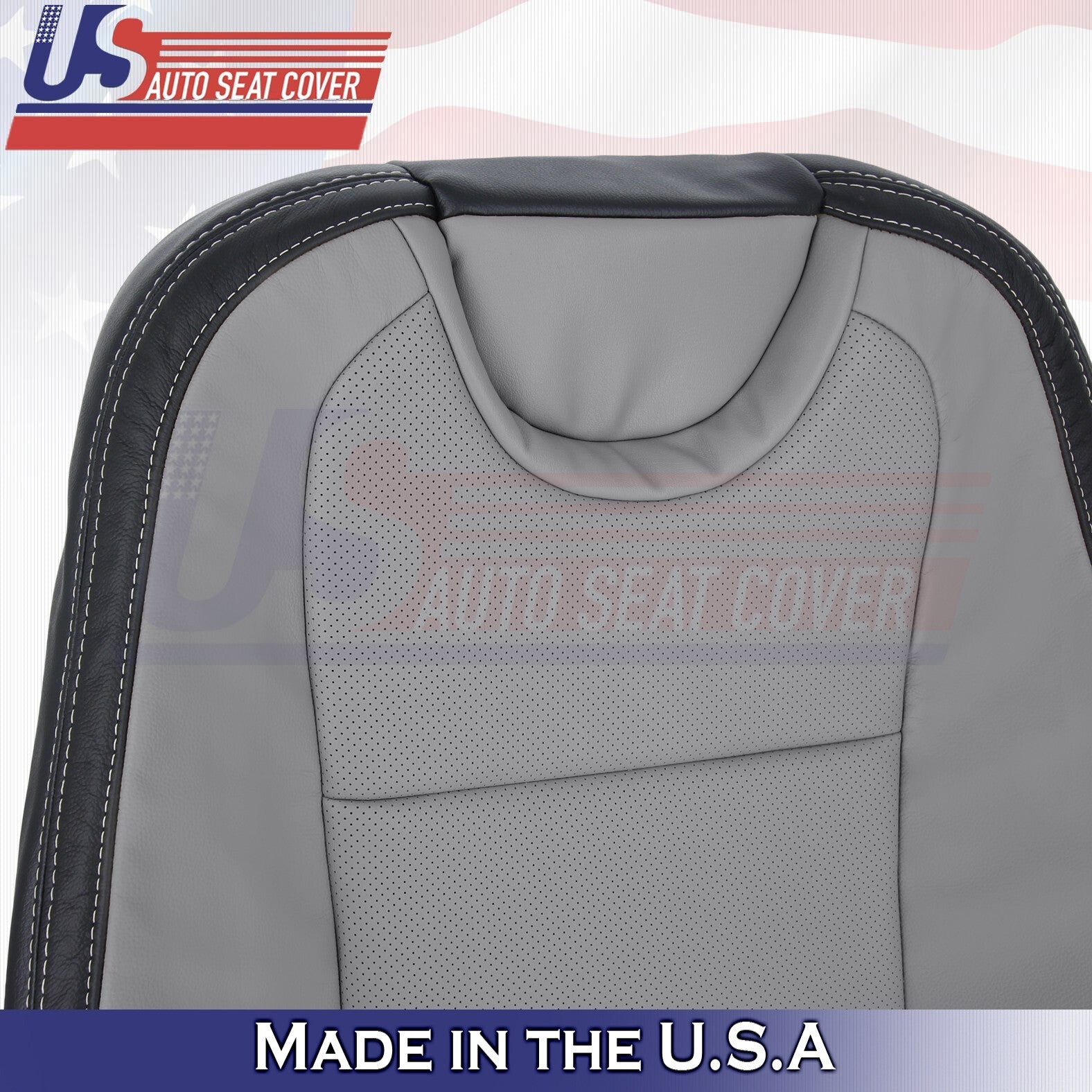 2010-2015 FOR Chevy Camaro Passenger Top Perforated Leather Cover Gray/Black