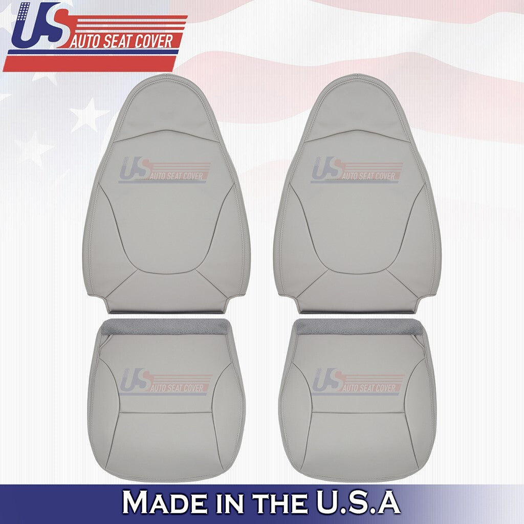 Driver & Passenger Bottoms-Tops Leather Seat Cover Gray For 1997 1998 Ford F150