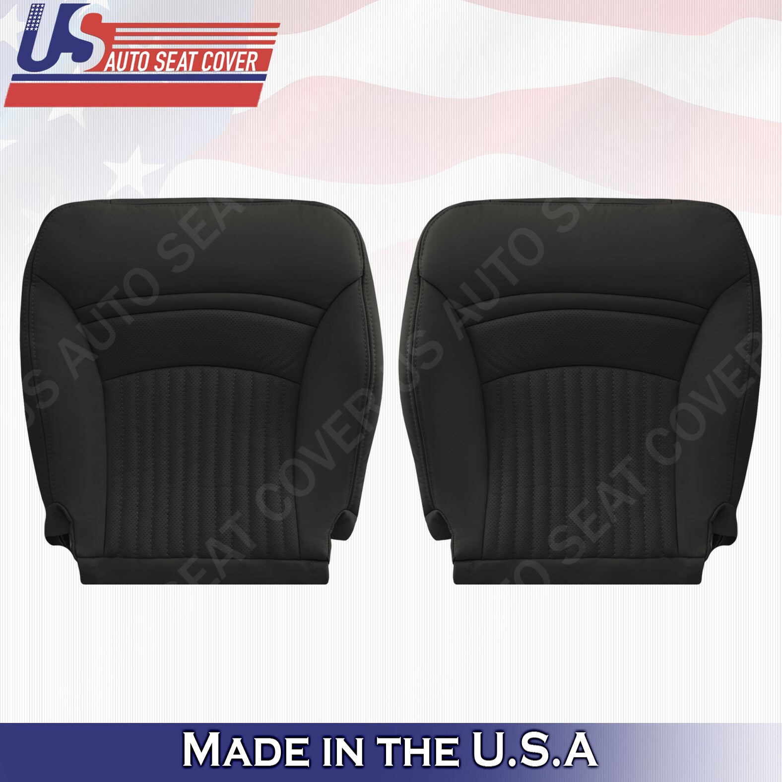 1997 -2004 Chevy Corvette Perforated Bottoms Leather Seat Cover Black