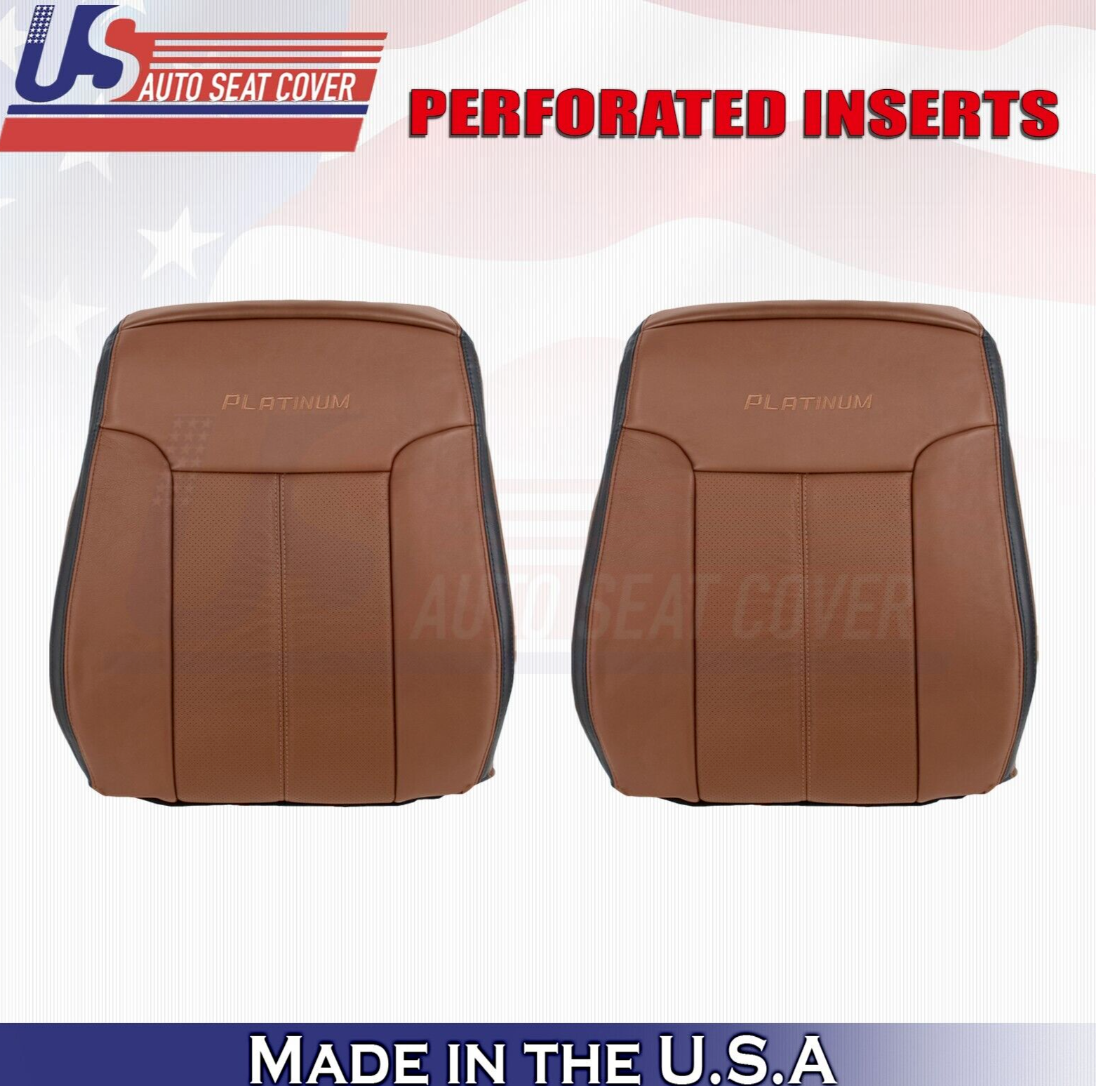 2013 to 2016 For Ford F350 Platinum Driver & Passenger Top Leather Covers Brown