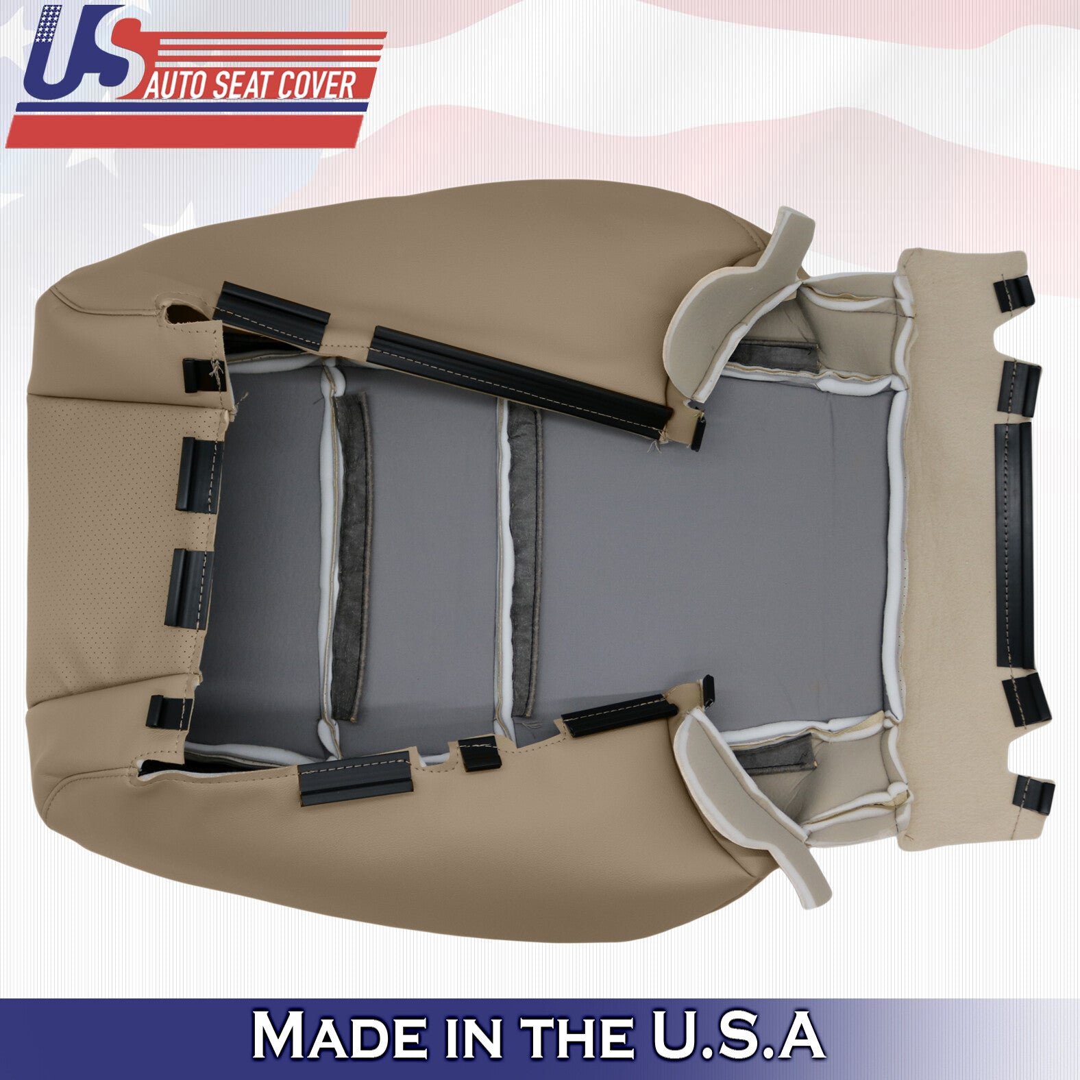 Front Driver & Passenger Tops Leather Cover Tan 2005 2006 2007 2008 For Acura RL