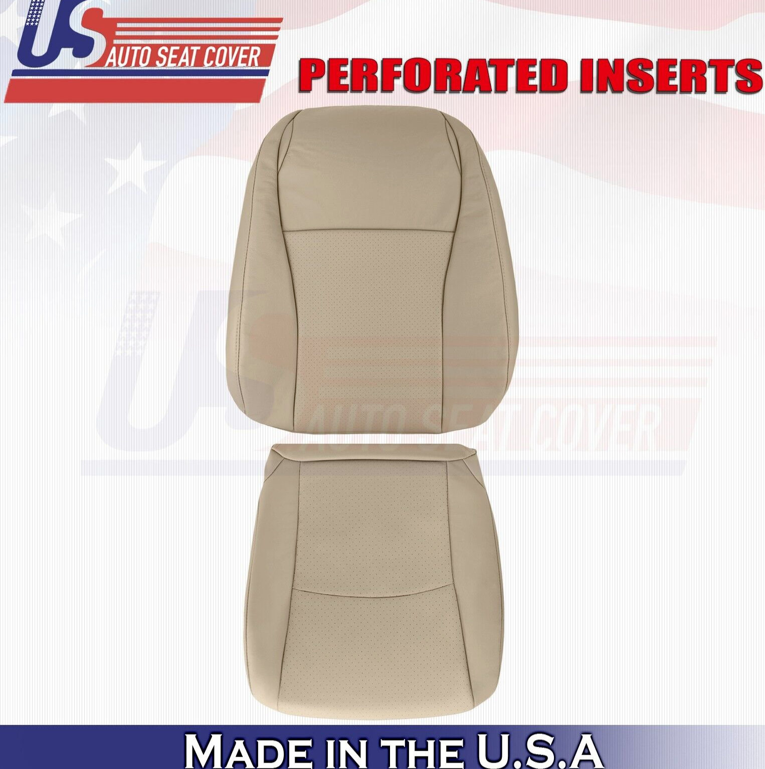2008 2009 For Toyota Highlander Driver Top Bottom Perf Leather Seat Covers Tan