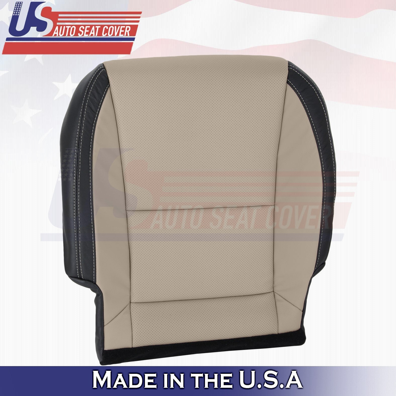 2010-2015 For Chevy Camaro Driver & Passenger Bottoms Leather Cover Beige/Black