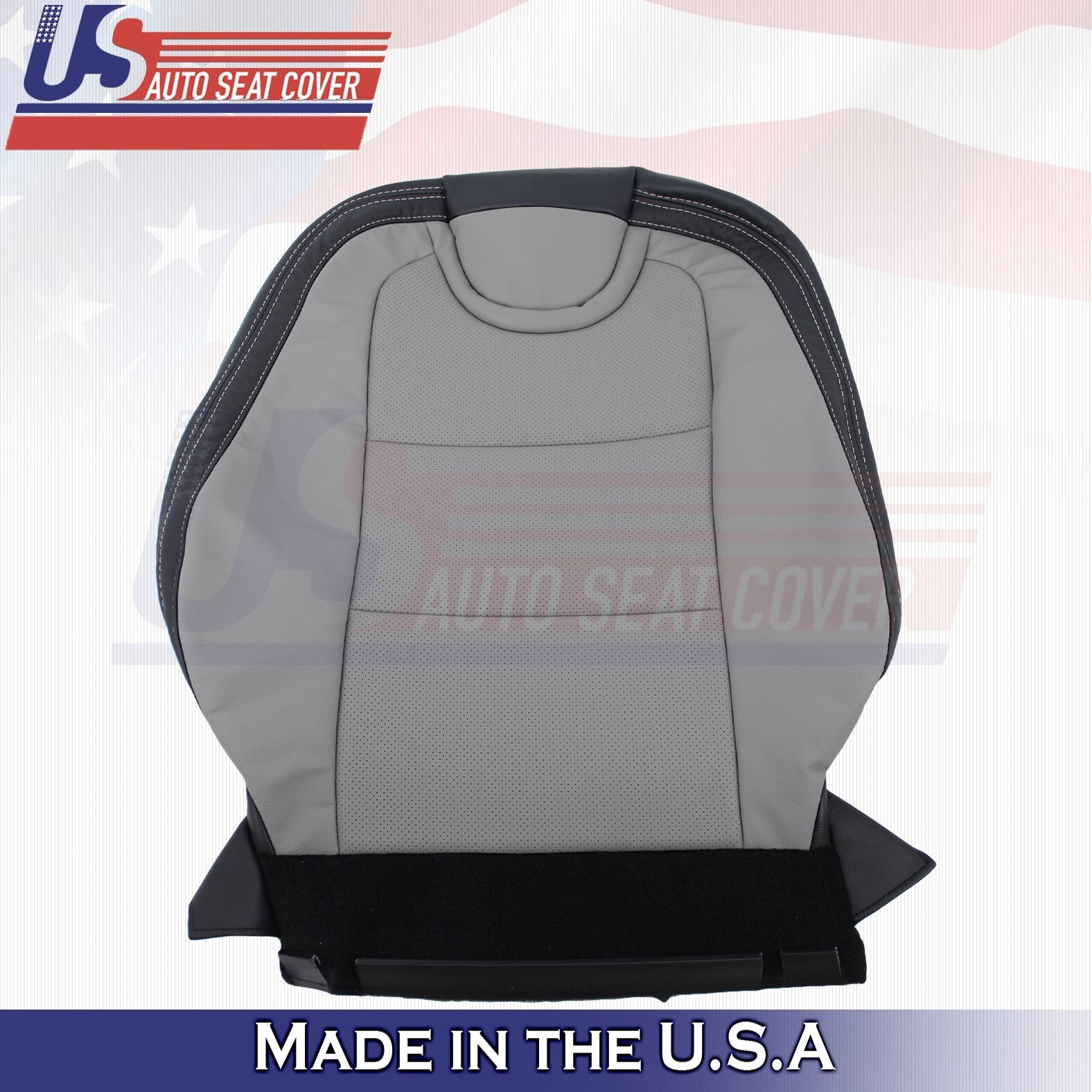 2010-2015 For Chevy Camaro Driver & Passenger Tops Leather Seat Cover Gray/Black