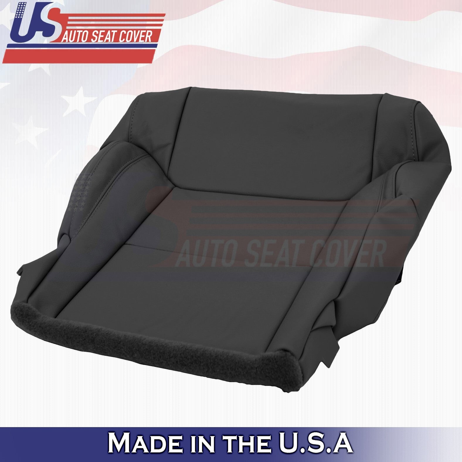 2014 to 2018 For Toyota Tundra Passenger Top & Bottom Leather Seat Covers BLACK