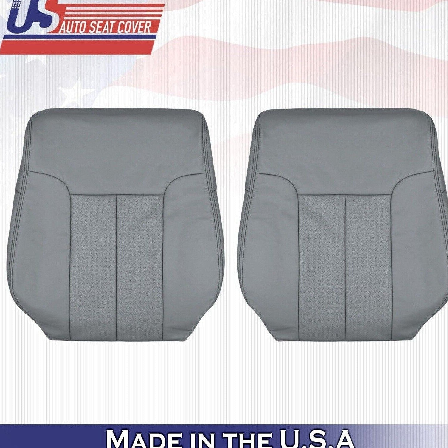 2014 For Ford F150 Driver & Passenger Top Perforated Leather Seat Covers Gray