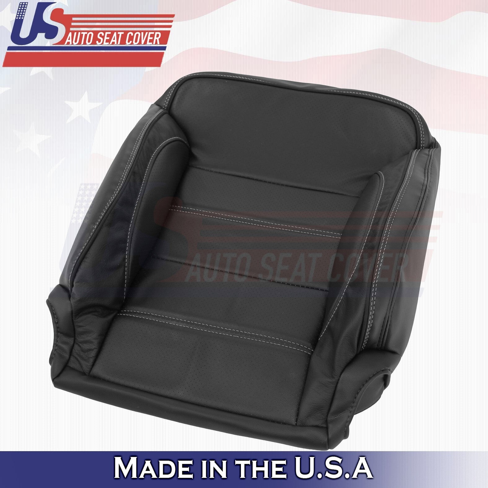 2014 to 2019 Fits GMC Sierra Denali Driver & Passenger Tops Leather Cover Black