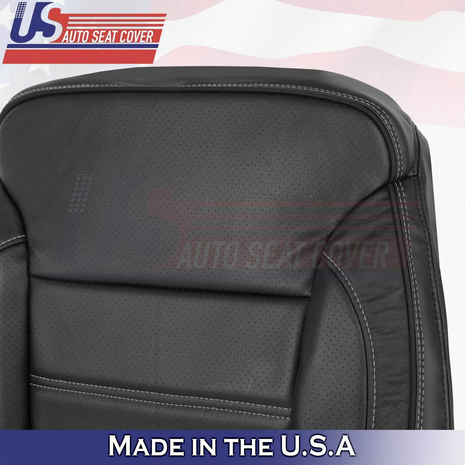 2014 to 2019 For GMC Sierra Denali Driver Bottom & Top Leather Seat Cover Black