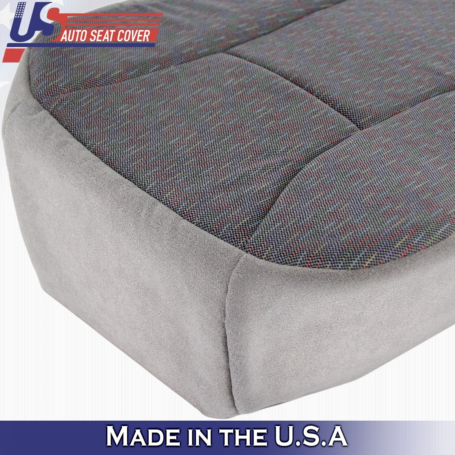1992-1996 Fits Ford Bronco XLT Front Driver Bottom & Top Cloth Seat Cover Gray