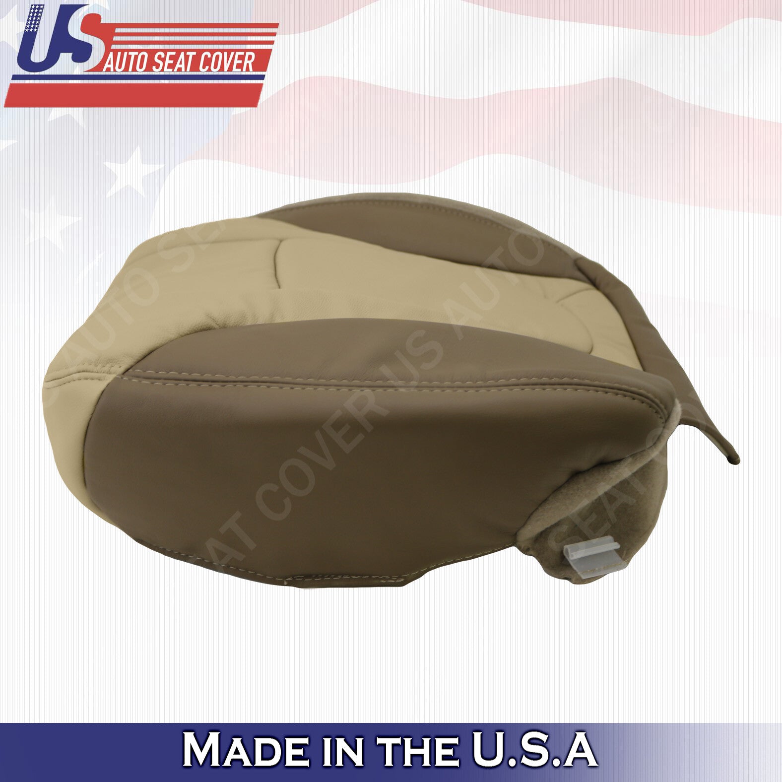 2002 - 2004 Chevy Trailblazer Front Driver Bottom Leather Seat Cover 2-Tone Tan