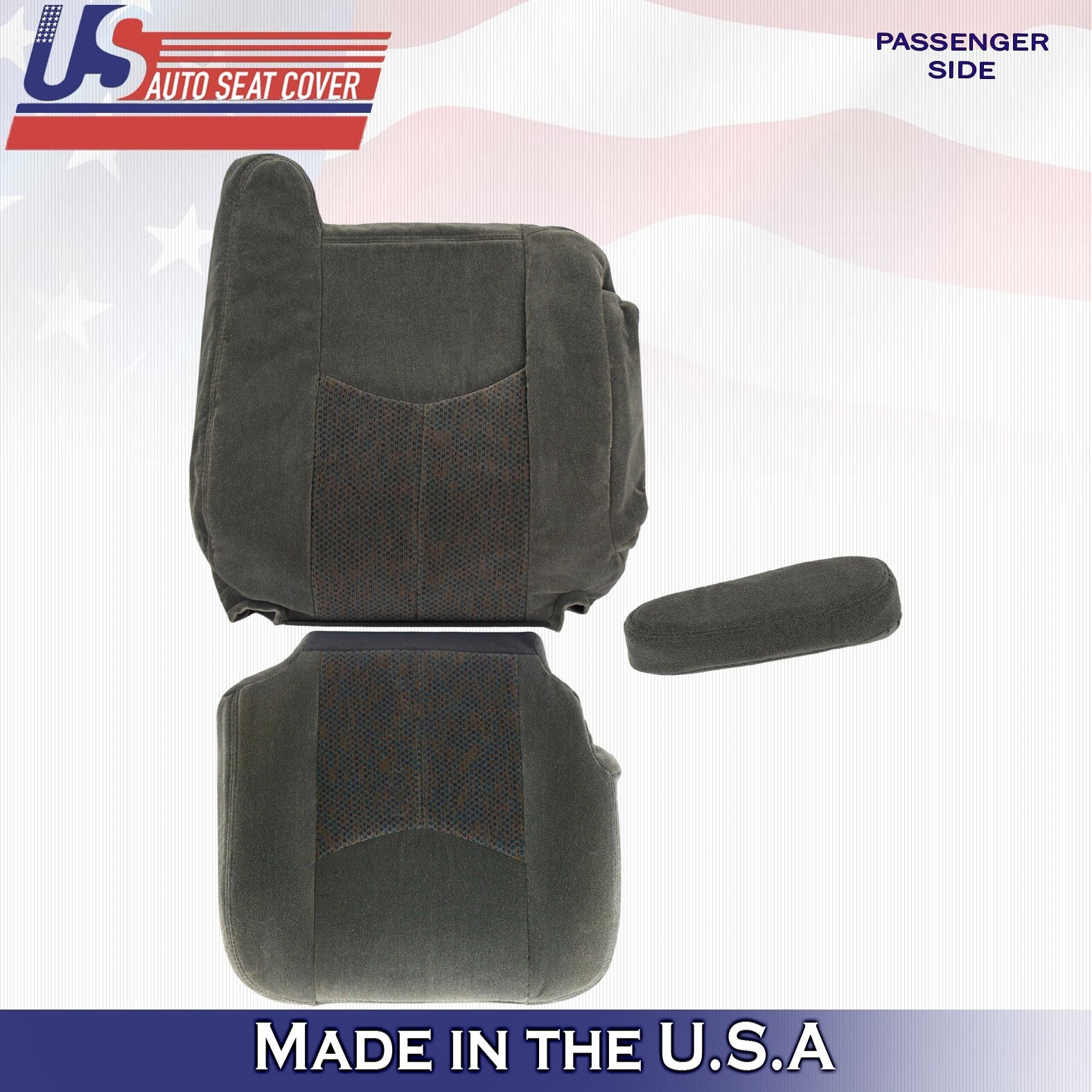 2003 For Chevy Silverado 1500 2500 Passenger Top Bottom Armrest Cloth Cover Gray
