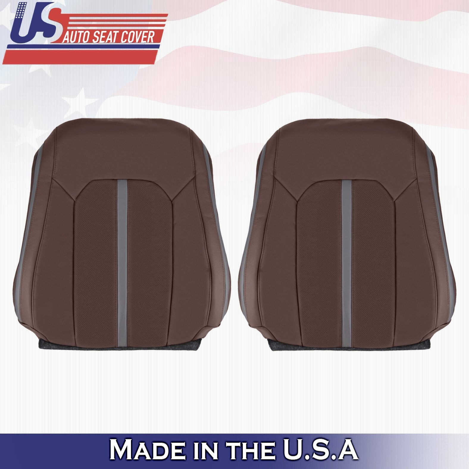 2015 to 2020 Fits Ford F150 Platinum Driver & Passenger Top Leather Covers Brown