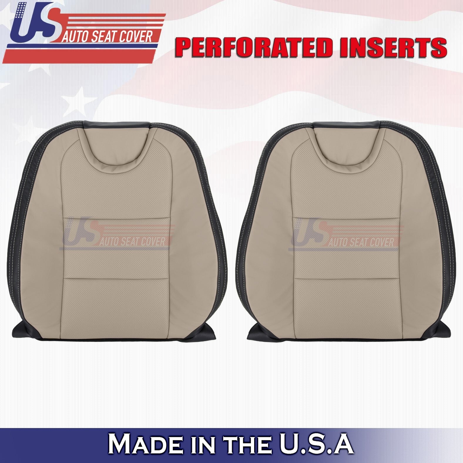 2010-2015 For Chevy Camaro Driver & Passenger Top Leather Cover 2-tone Tan/Black