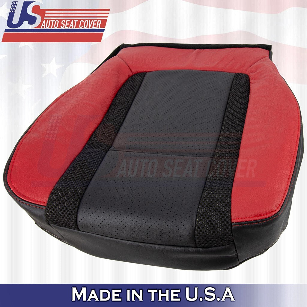 Driver Bottom Seat Cover Black/ Brick Red Fits 2014 Ford F150 Raptor