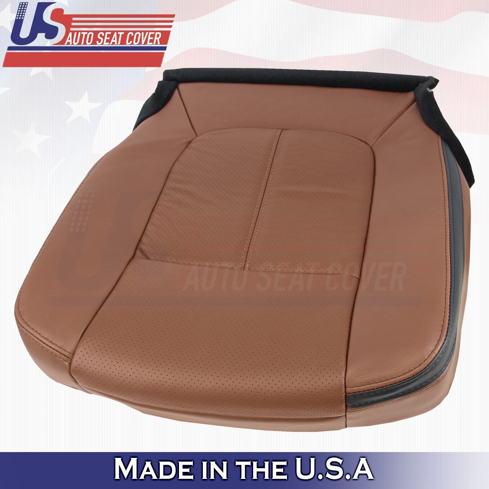 2013 to 2016 For Ford F250 Platinum Passenger Bottom Leather Seat Cover Brown