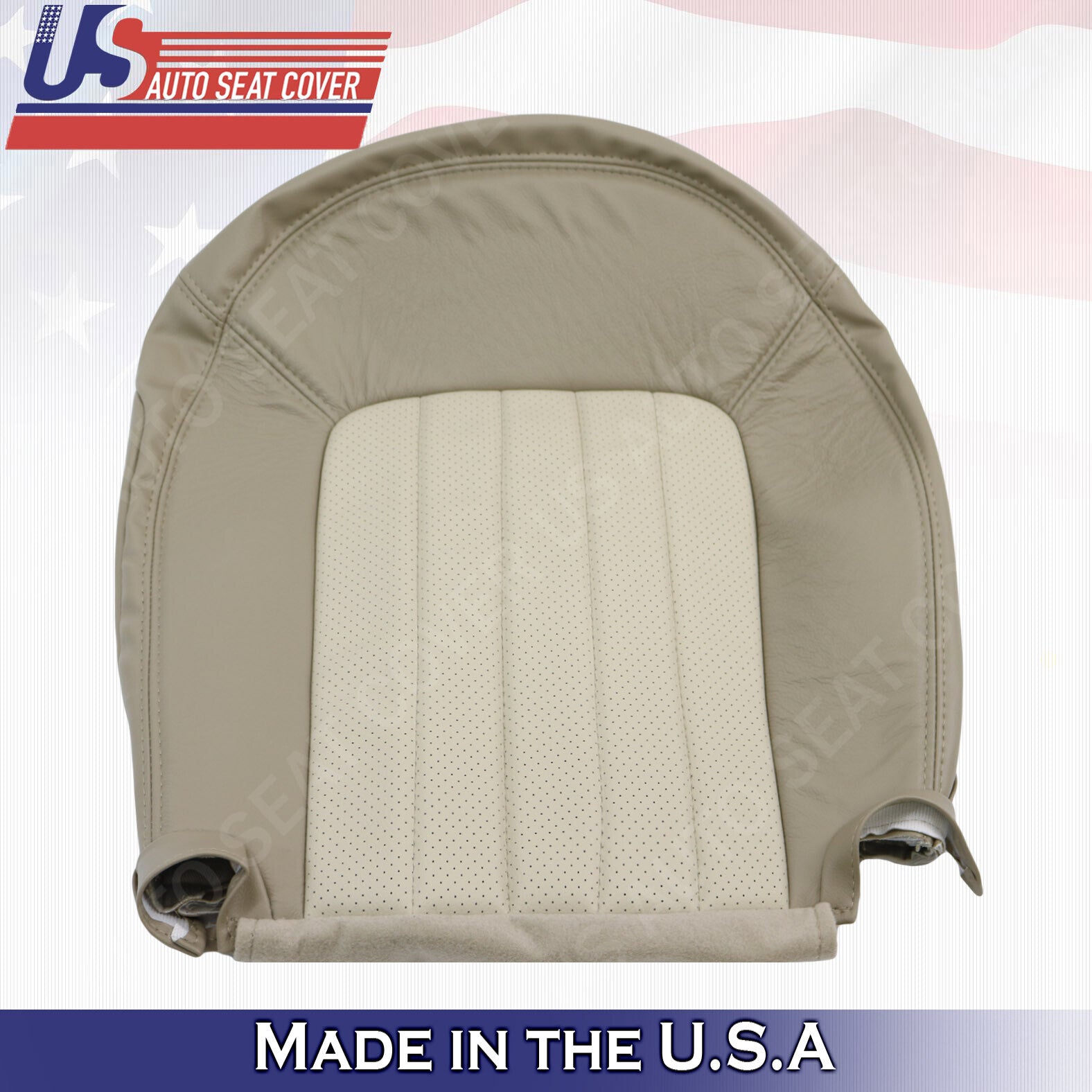 2002 TO 2005 Mercury Mountaineer FRONT BOTTOMS Perf Leather Cover 2tone Tan