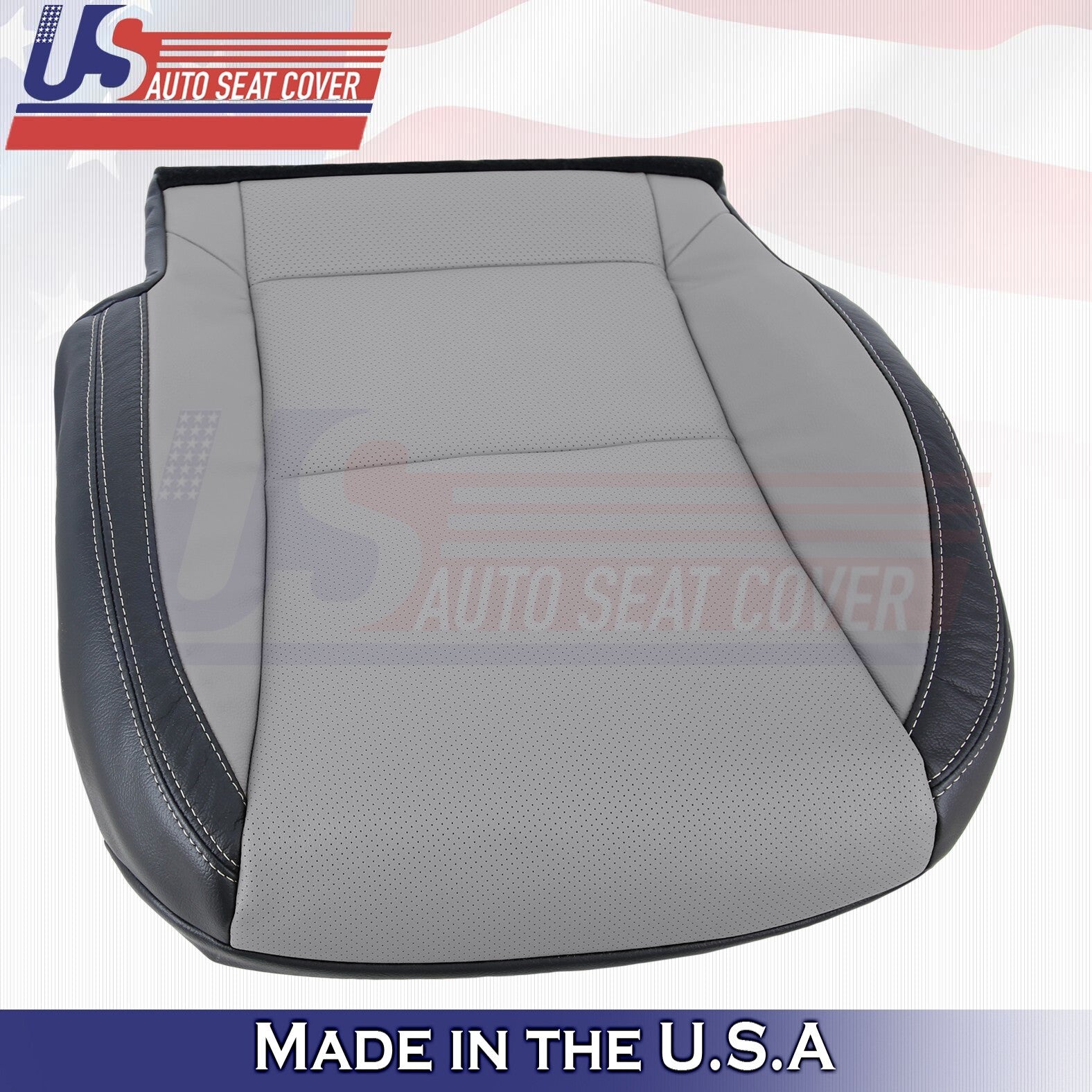 2010-2015 FOR Chevy Camaro Driver & Passenger Front Set Leather Cover Gray/Black