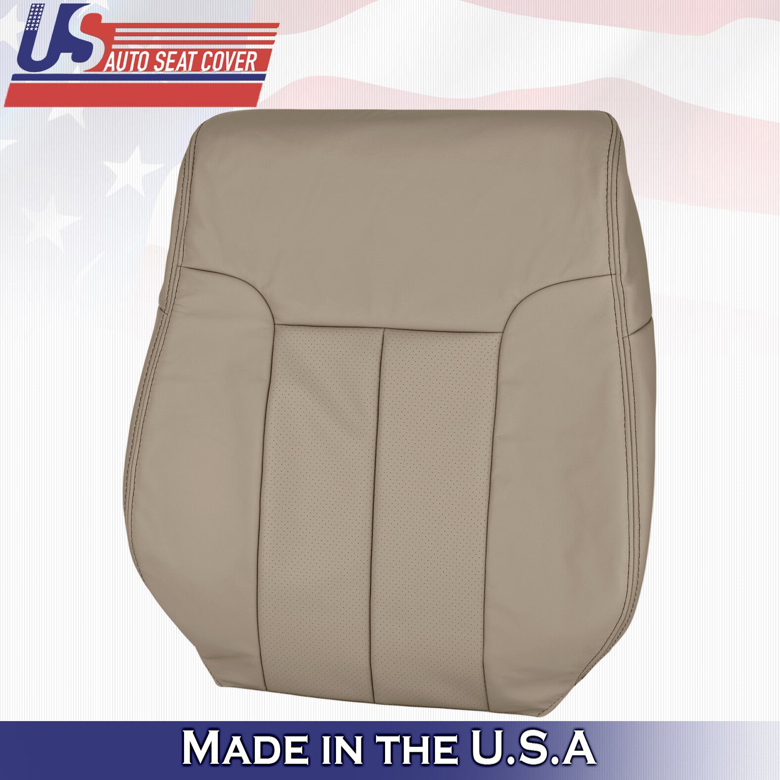 2012 For Ford F150 Driver & Passenger Top Perforated Leather Seat Covers Tan