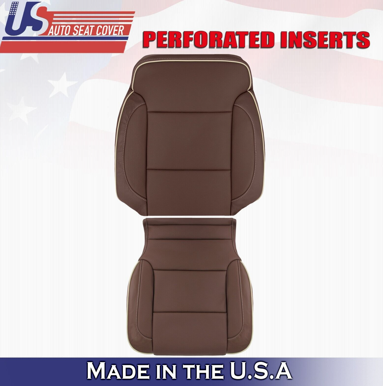 2016 For Chevy Silverado High Country Driver Top & Bottom Leather Covers Brown