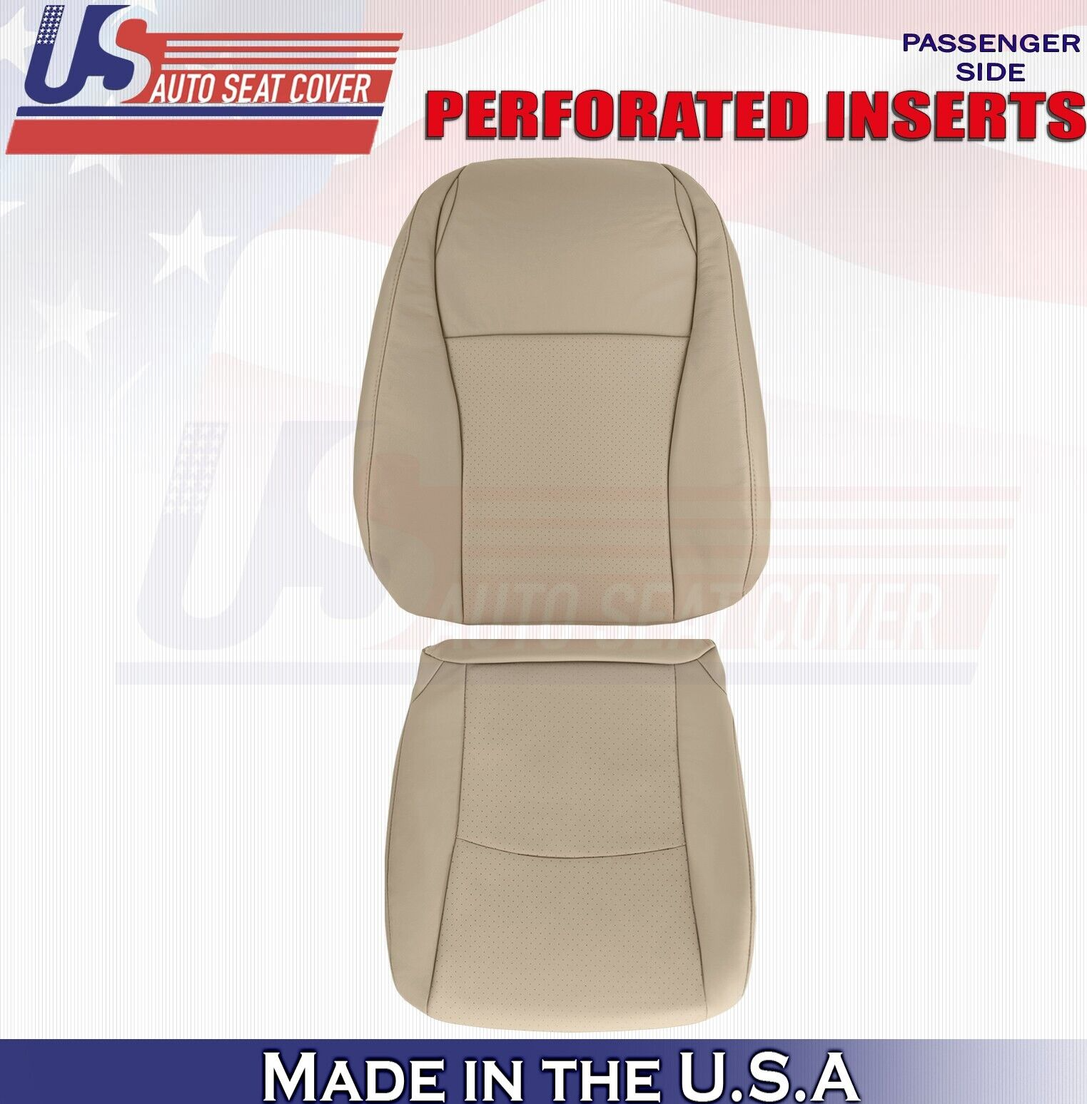 2006 2007 For Toyota Highlander Passenger Top & Bottom Perf Leather Covers Tan