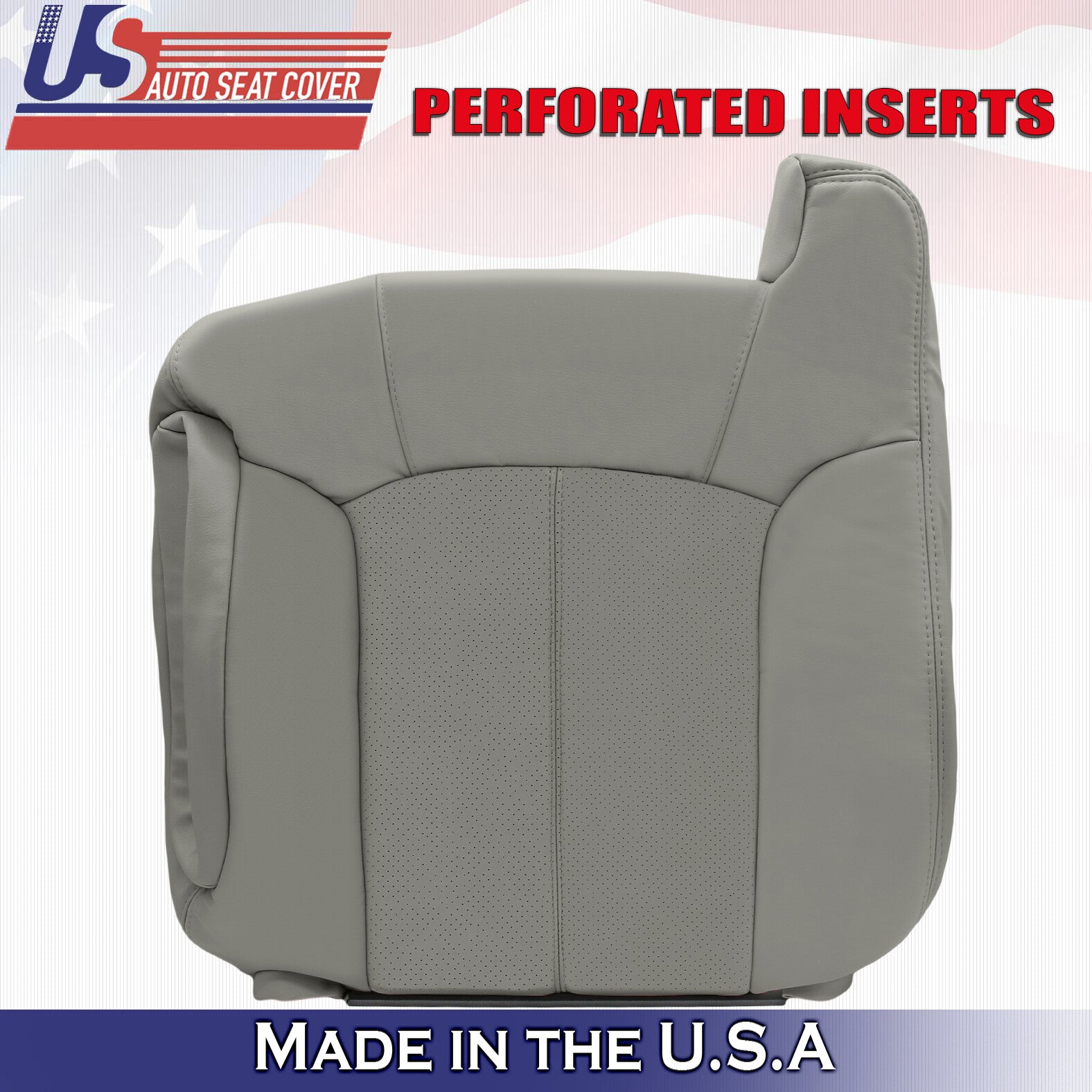 2002 For Cadillac Escalade Driver & Passenger Top Perforated Leather Covers Gray