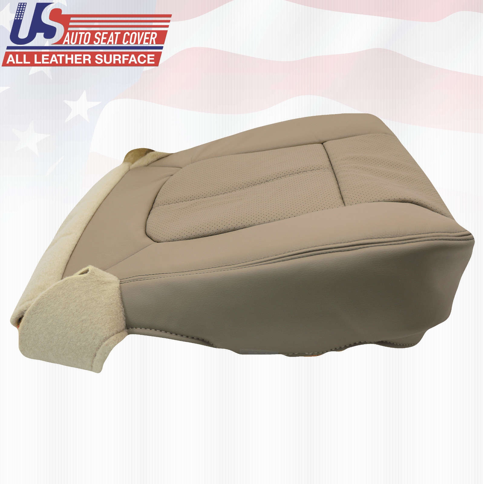 2015 2016 Ford F250 Lariat Driver Side Bottom Perforated Leather Seat Cover TAN