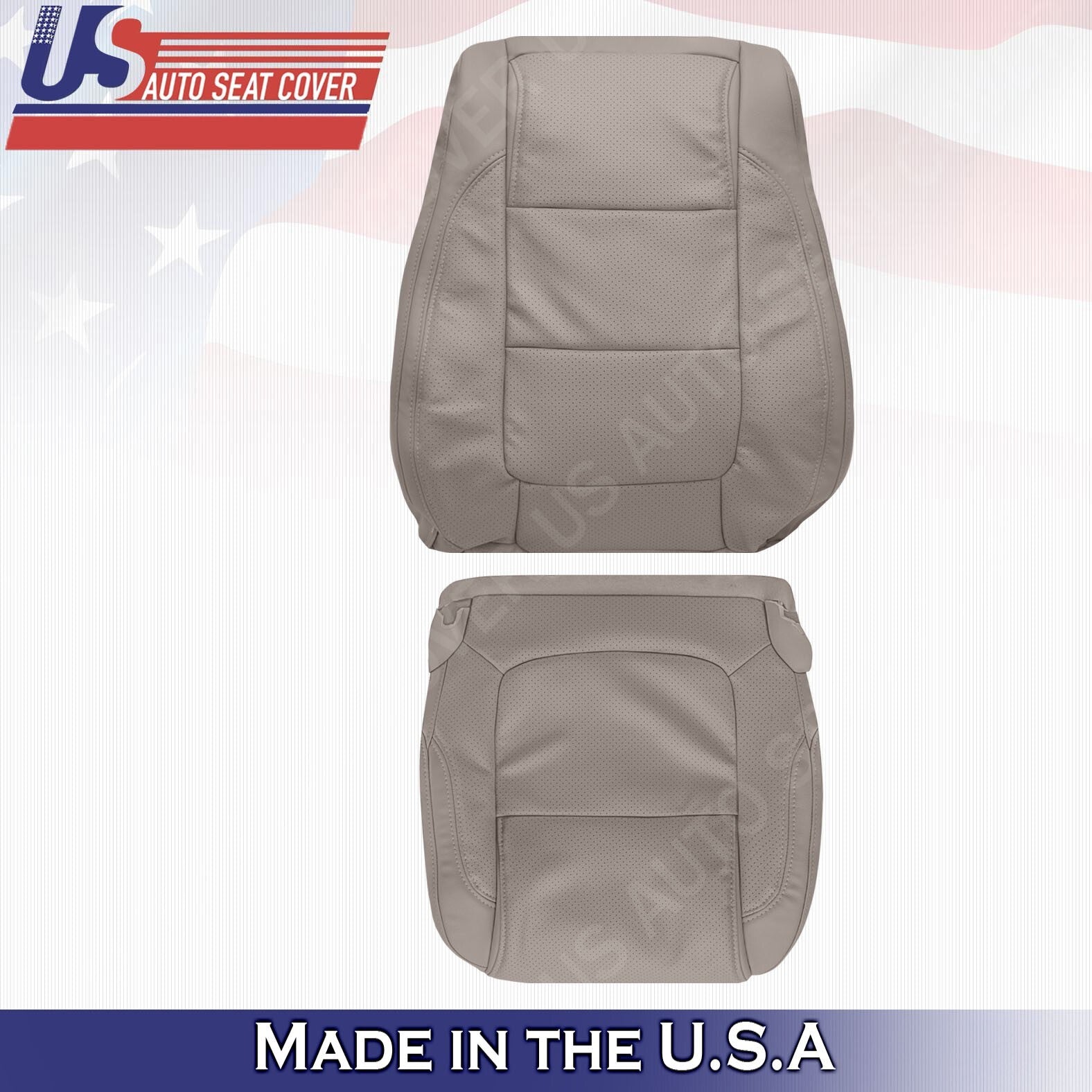 2011 -2015 FITS Ford Explorer Passenger Top&Bottom Leather Seat Cover Stone Gray