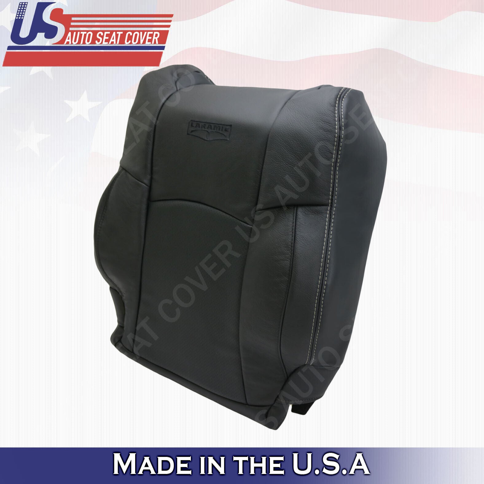 2009-2012 For Dodge Ram 1500 Laramie Driver & Passenger Tops Leather Cover Black