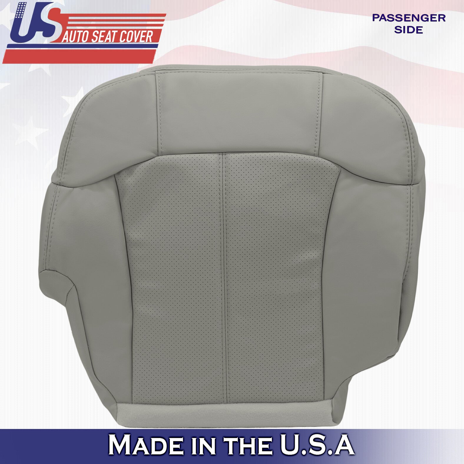2002 For Cadillac Escalade Driver Passenger Bottom Perf Leather Seat Covers Gray