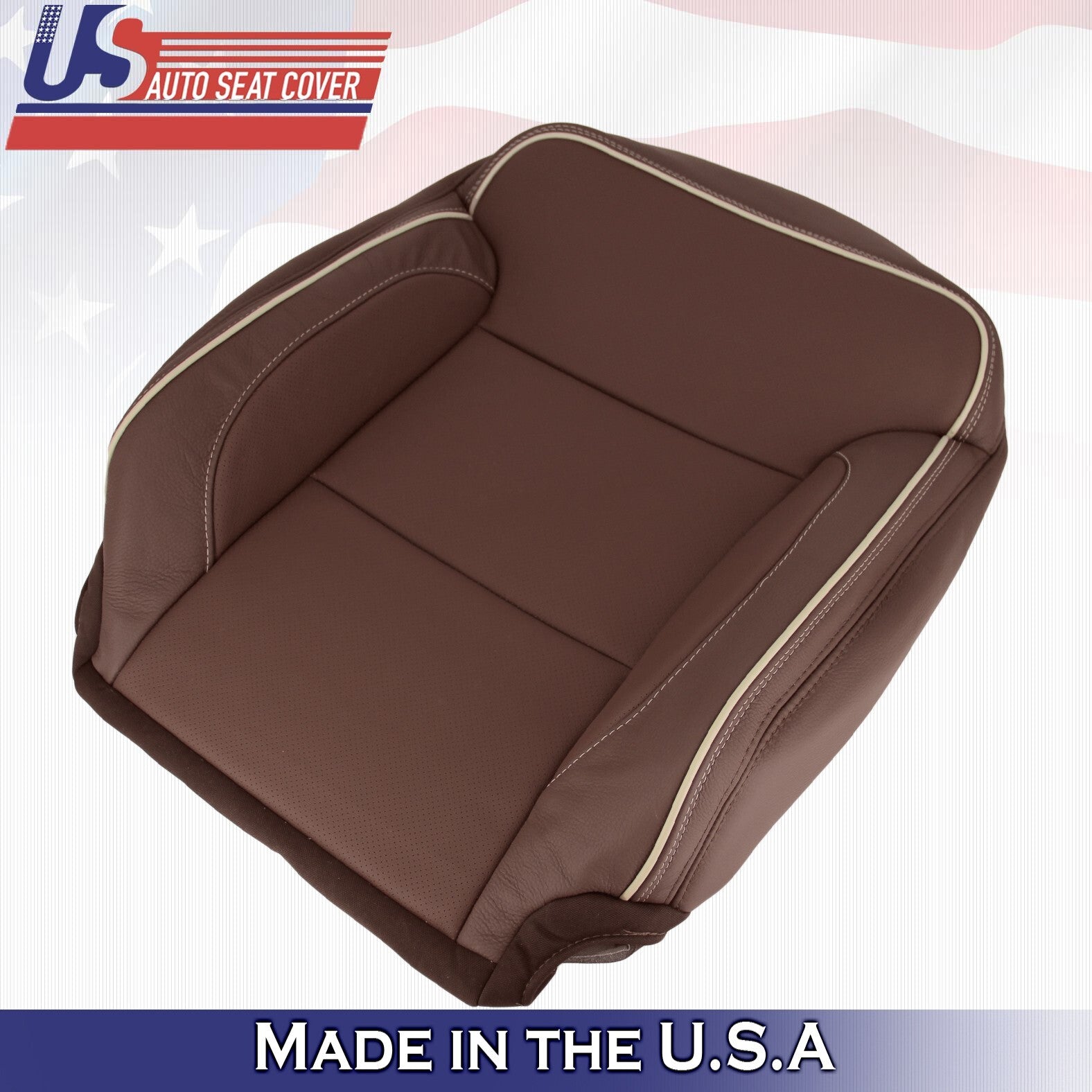 2018 For Chevy Silverado High Country 2 Top & 2 Bottom Leather Seat Covers Brown